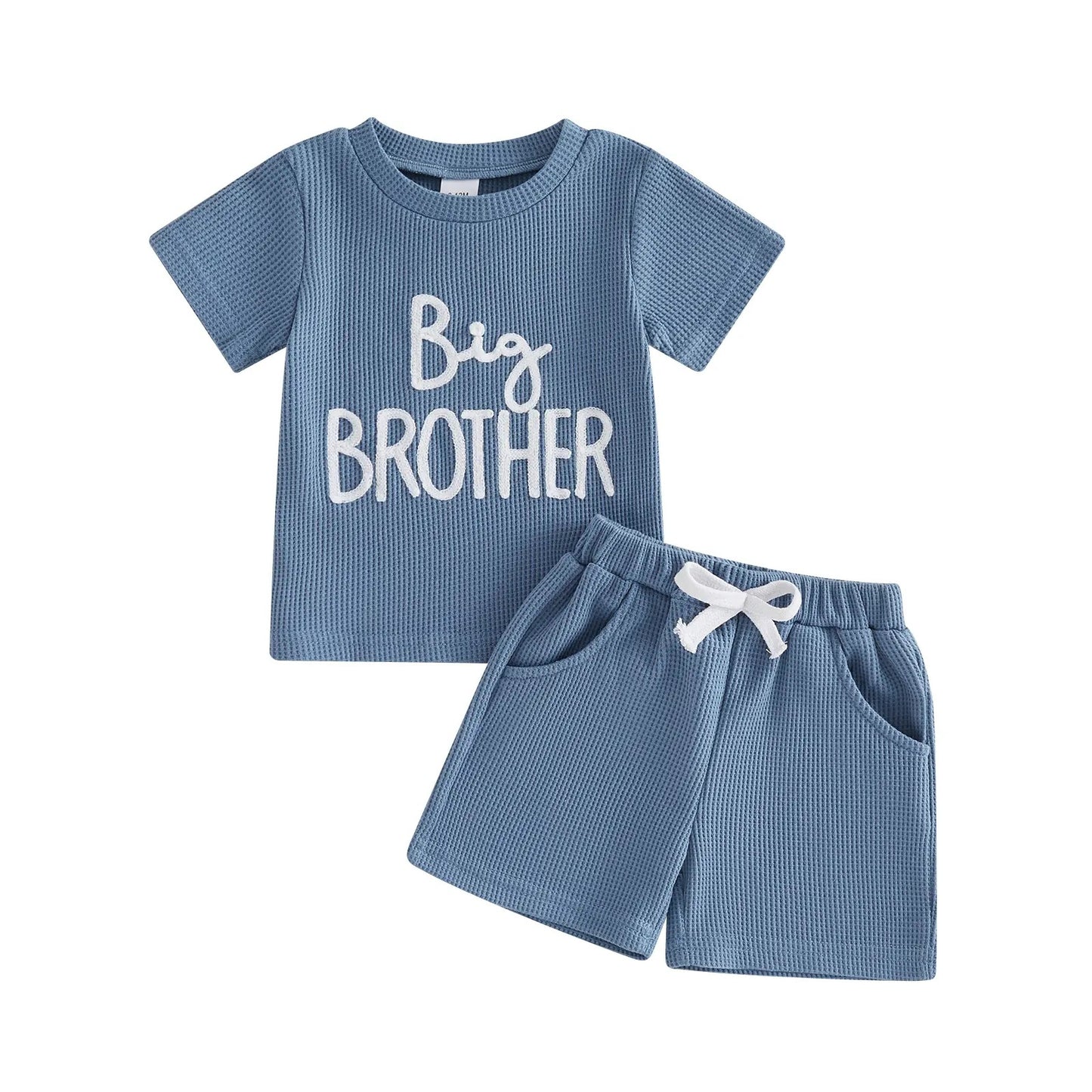 Short-Sleeve Top and Shorts Set - Waffle-Knit