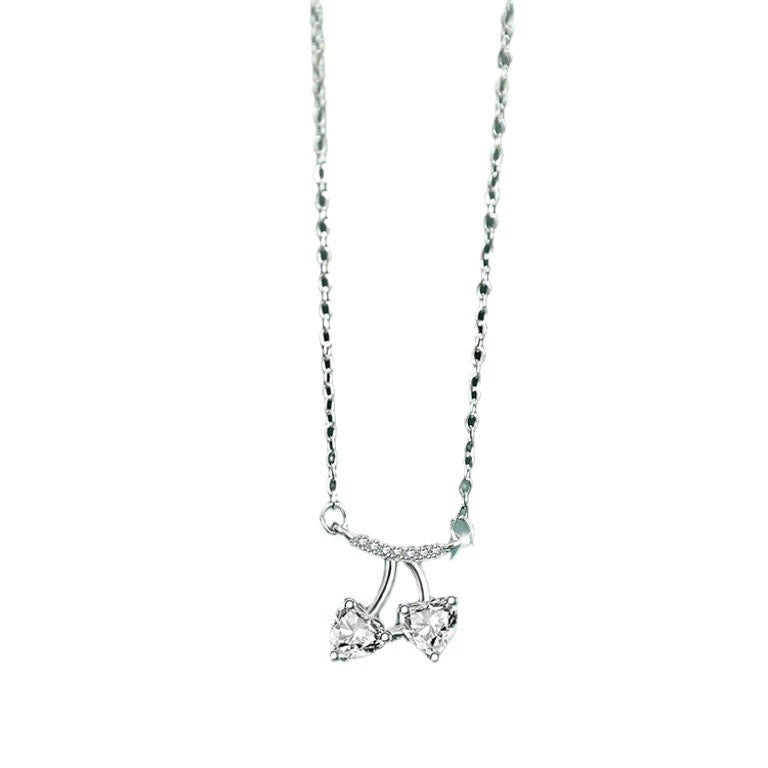 999 Sterling Silver CZ Cherry Choker Necklace