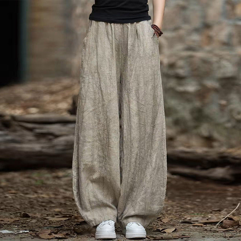 Retro Tie-dye Distressed Cotton-linen Casual Pants