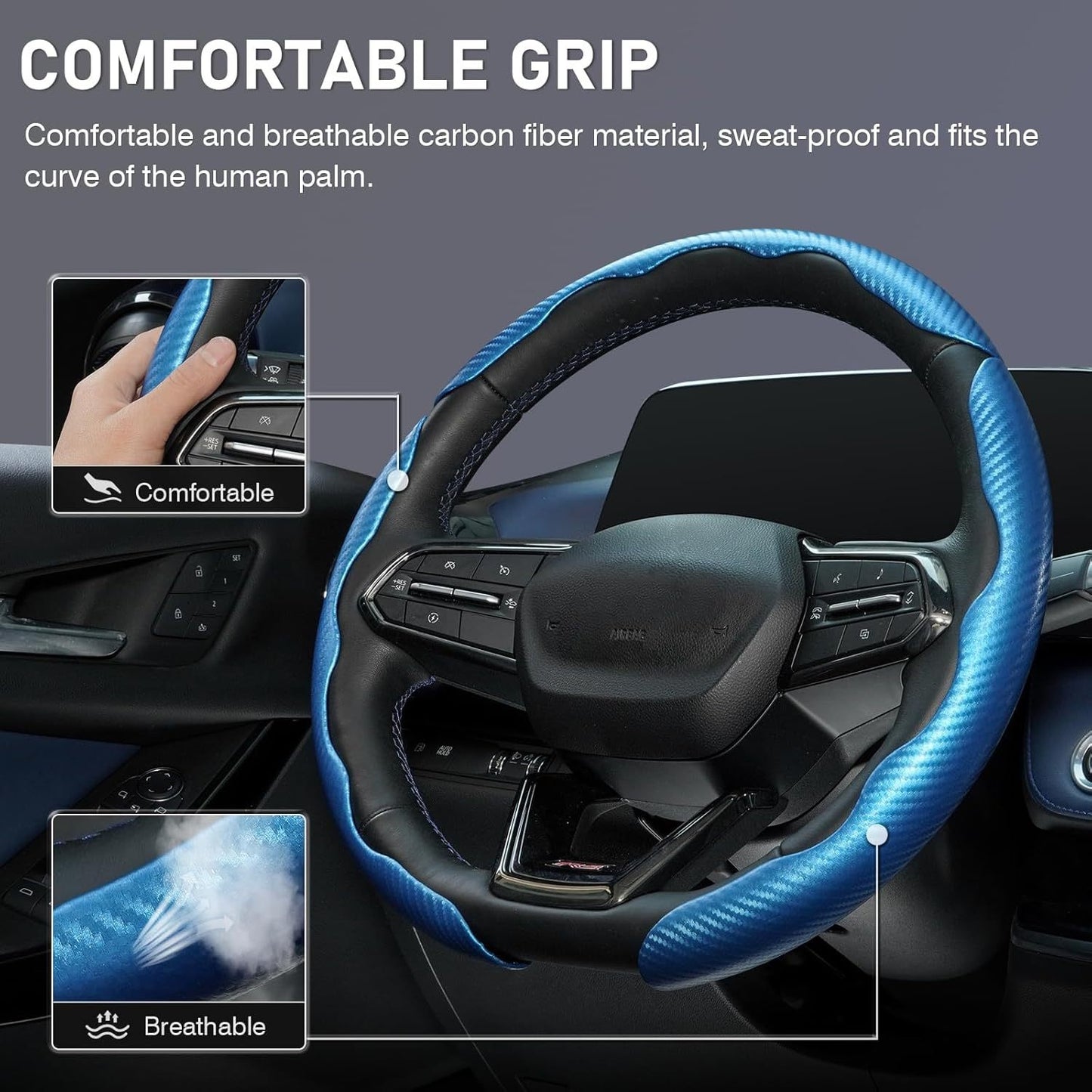 Car Carbon Fiber Steering Wheel Cover
