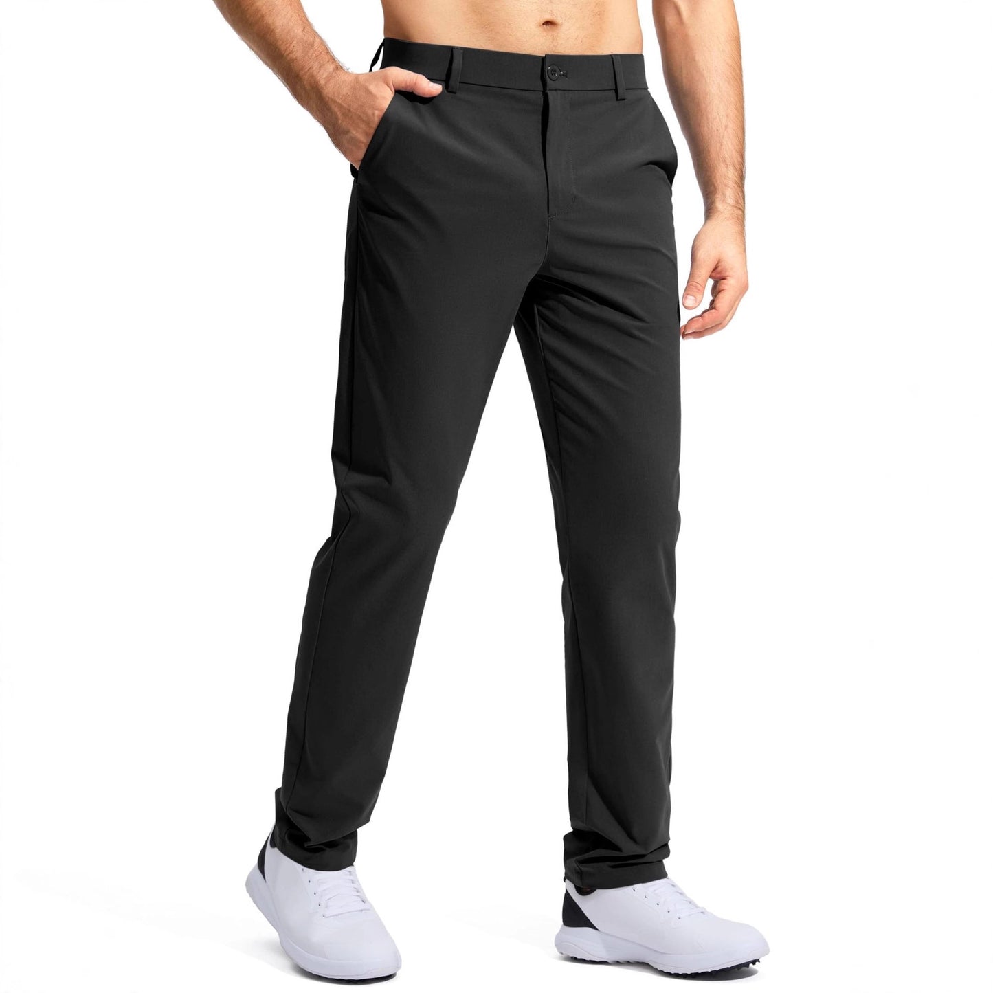 Golf Pants with Mid-Rise Stretch Straight Leg