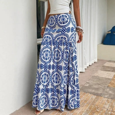 All-over Print Casual Loose-fitting Low-rise Skirt