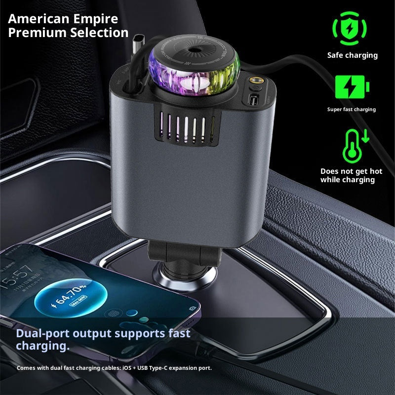 Car Charger, PD Fast Charging with Retractable Cable