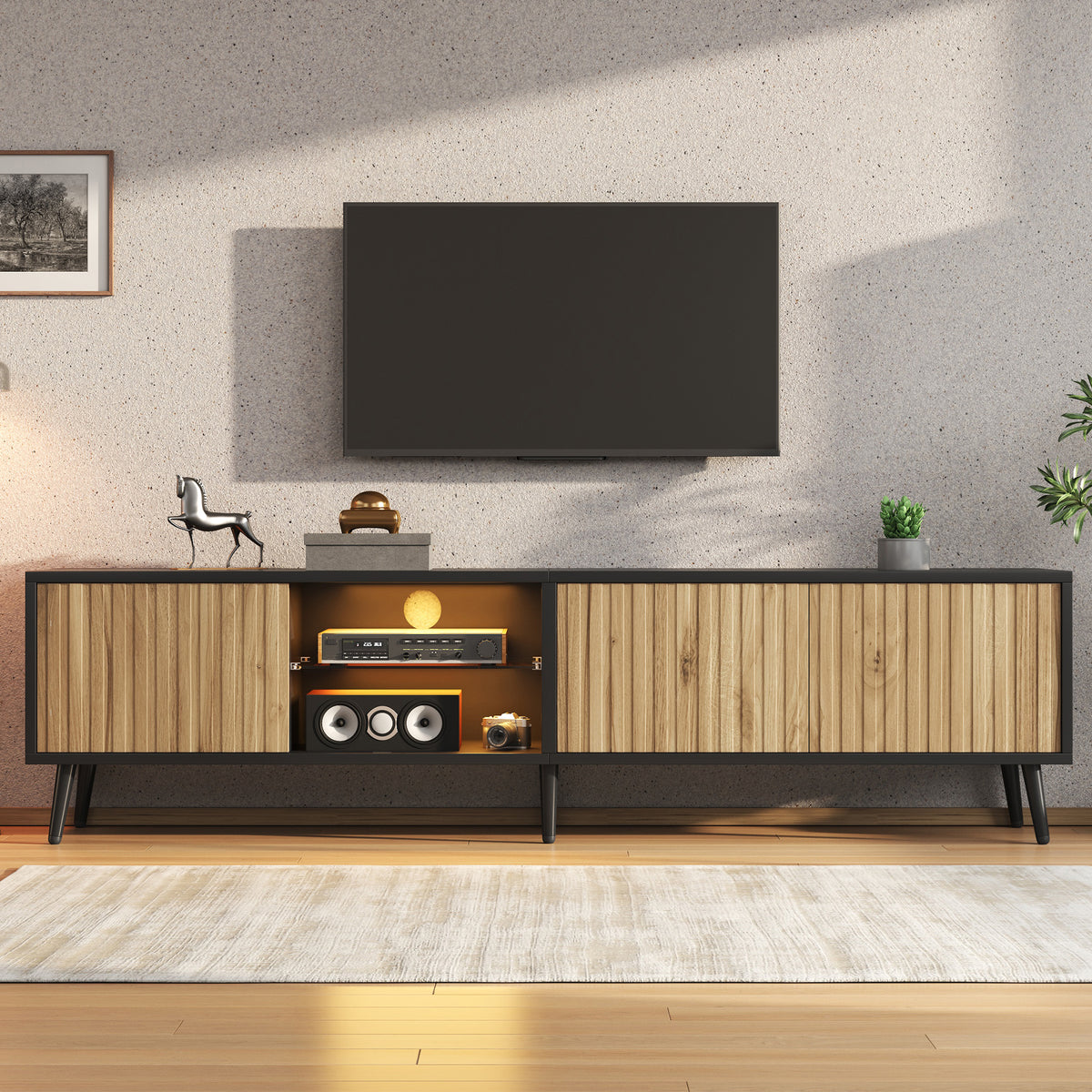 LED TV Stand (175cm) with Mid-Century Modern Design