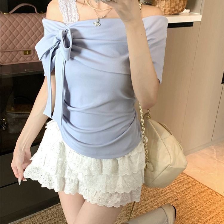 Off-Shoulder Layering Top in Loose Fit
