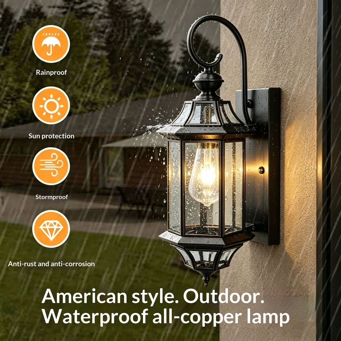 Nordic-style Fashionable All-copper Wall Lamp Outdoor Waterproof Wall Light