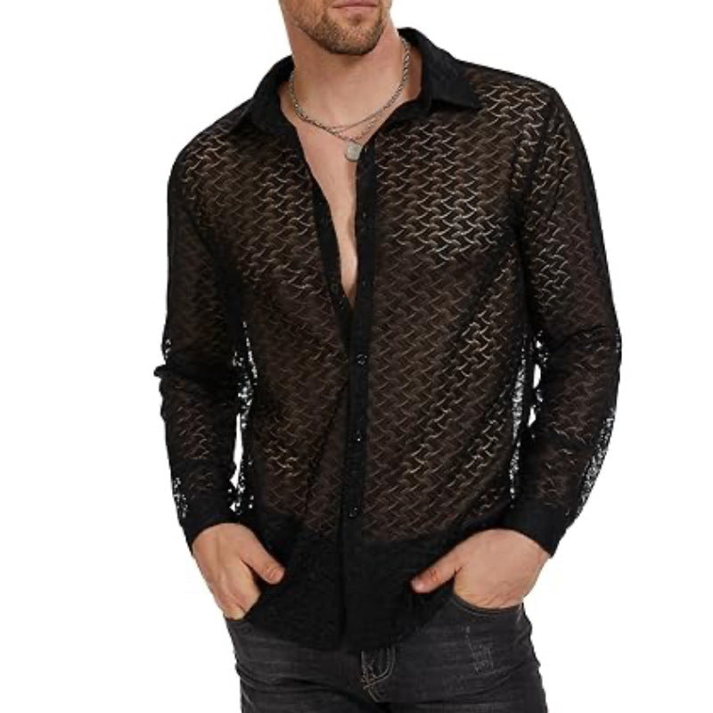 Men's Printed Plus-Size Long-Sleeve Shirt