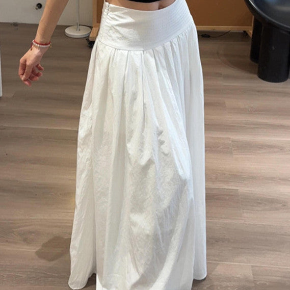 Maxi Skirt - Pleated High-Waisted A-Line