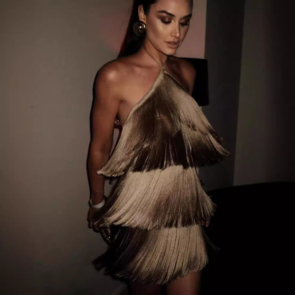 Halter-Neck Tassel Dress