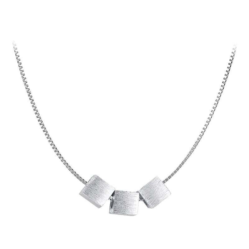 999 Sterling Silver Necklace with Cube Pendant