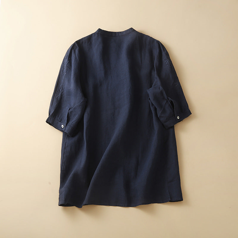 Linen Top with Stand Collar