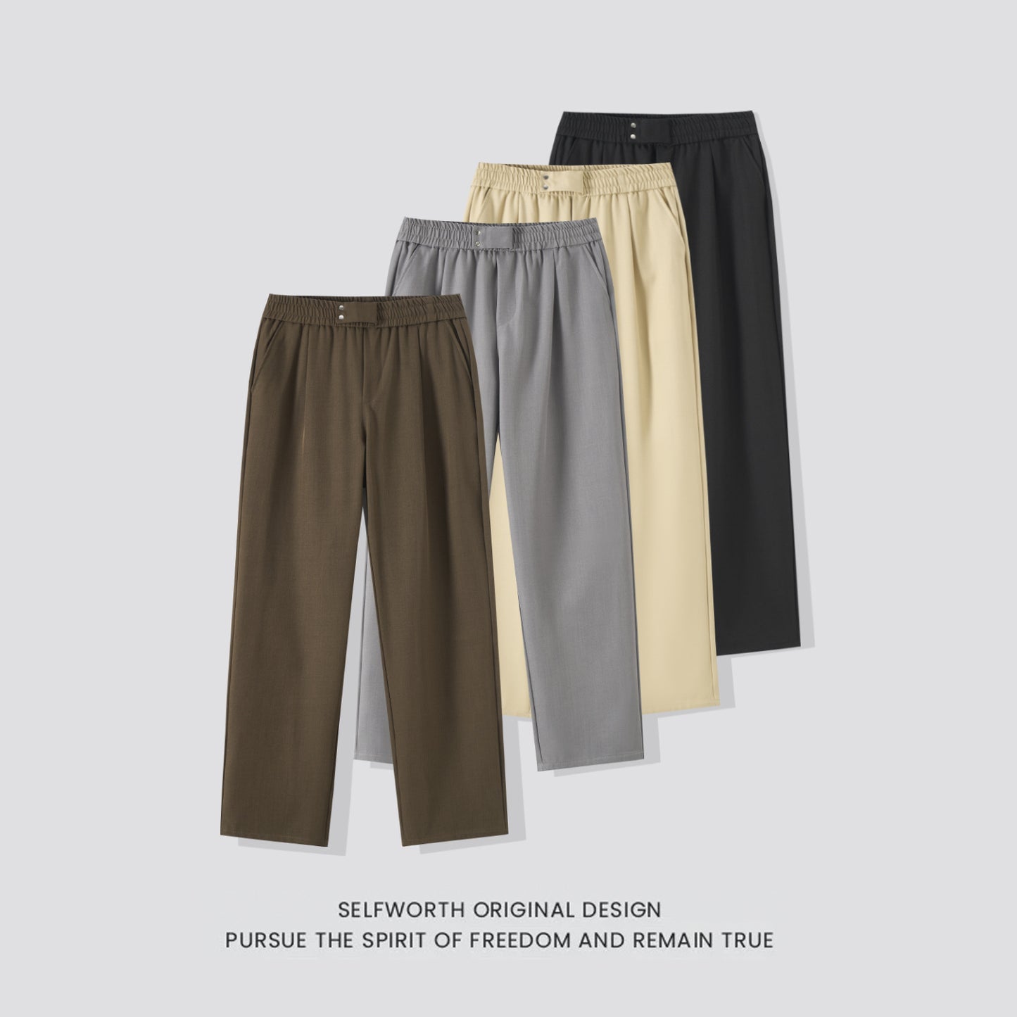 Men's Mid-Length Casual Pants with Elastic Waist