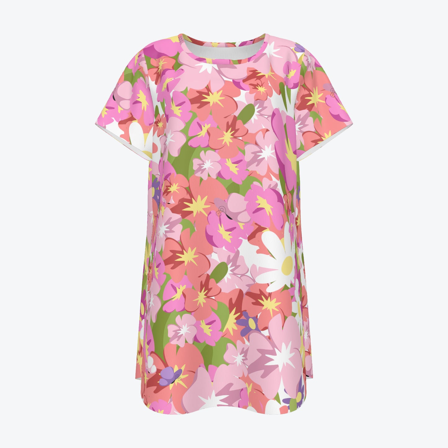 Casual Dress - 3D-Printed Round-Neck