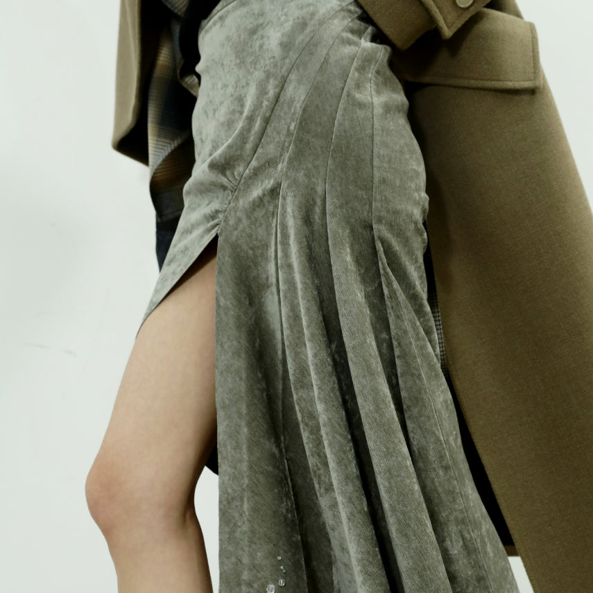 Asymmetric Skirt with Handmade Crystal Rhinestones