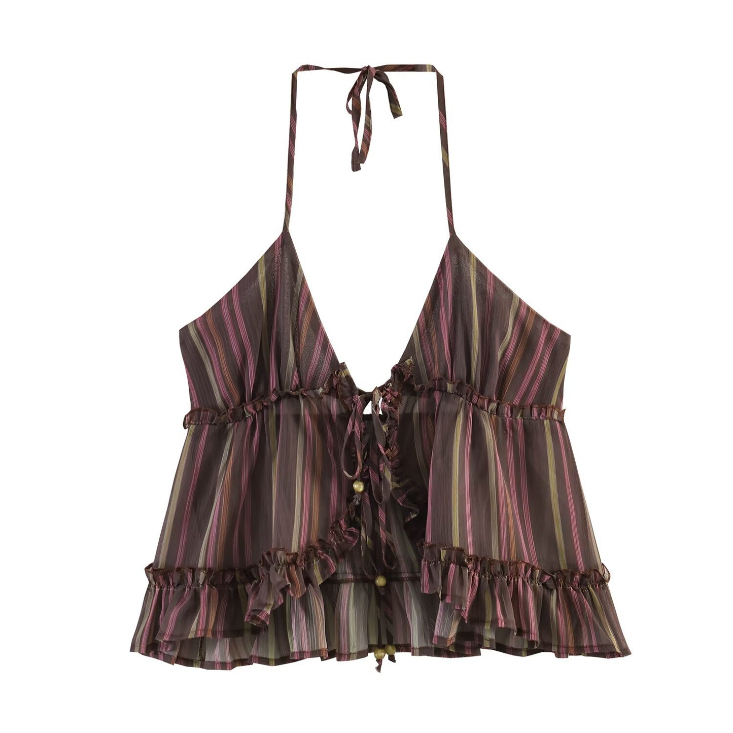 Metallic Stripe Camisole in Cotton Blend