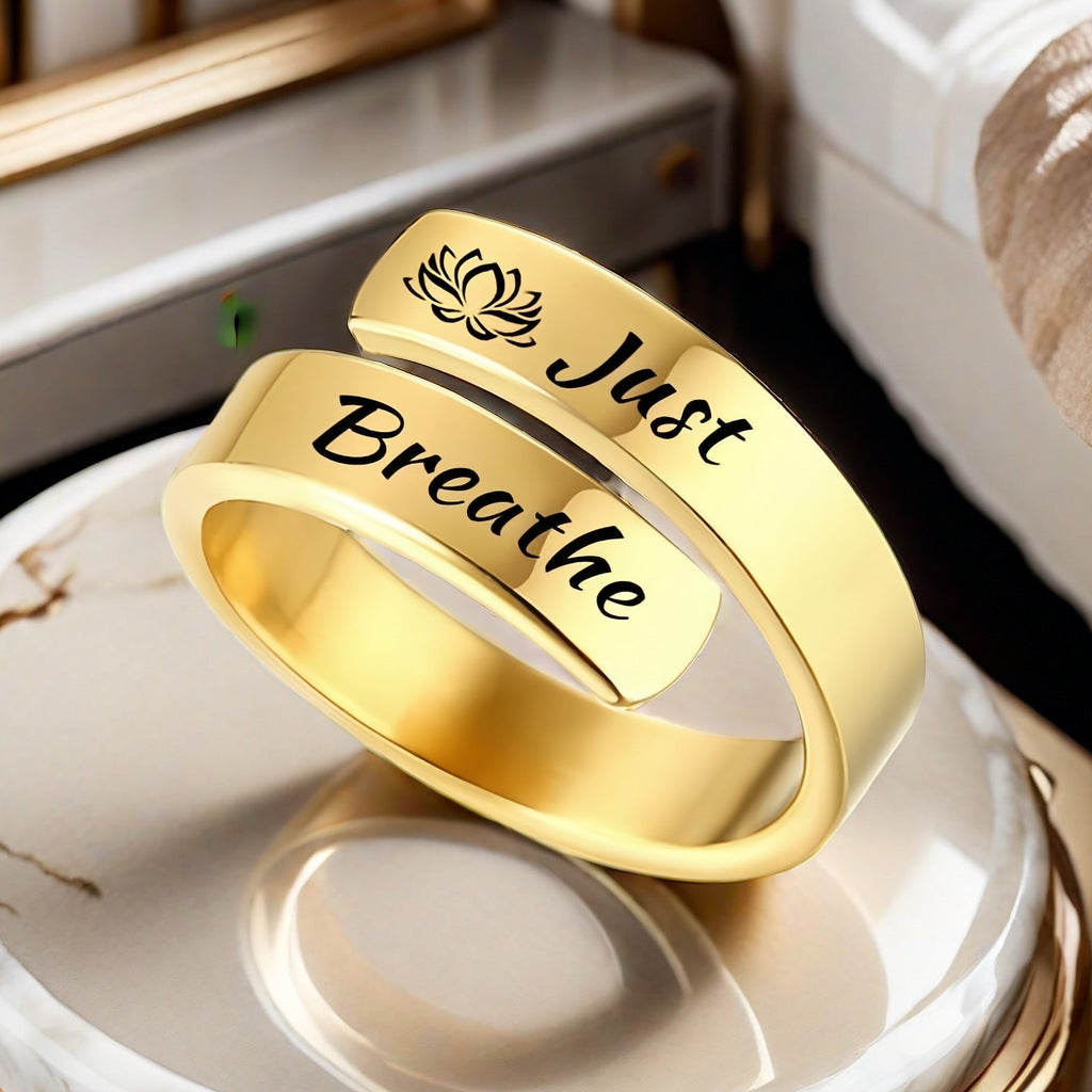 Men's Ring in Titanium Steel with Lotus Design