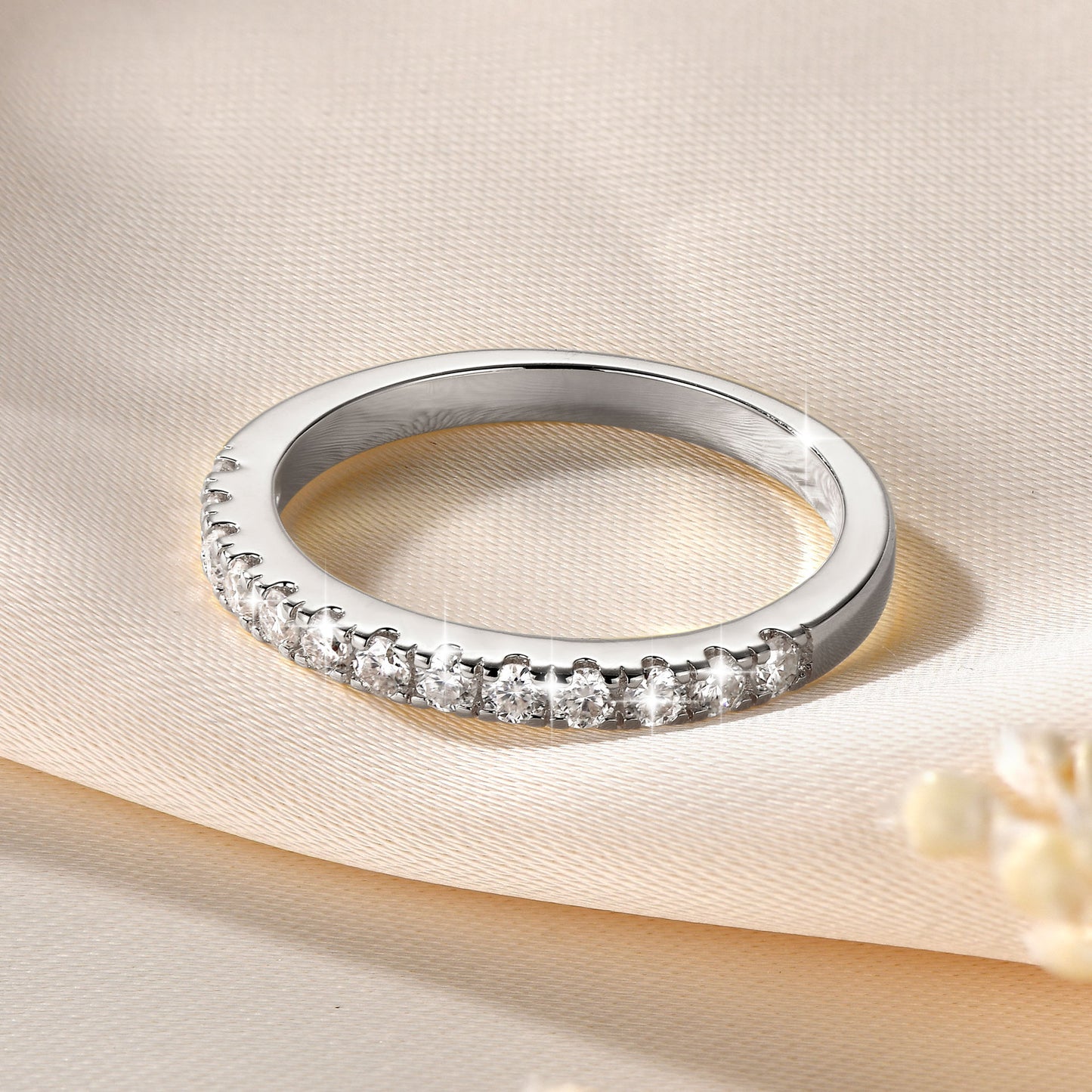 14k Gold-plated Stackable Moissanite Row Ring