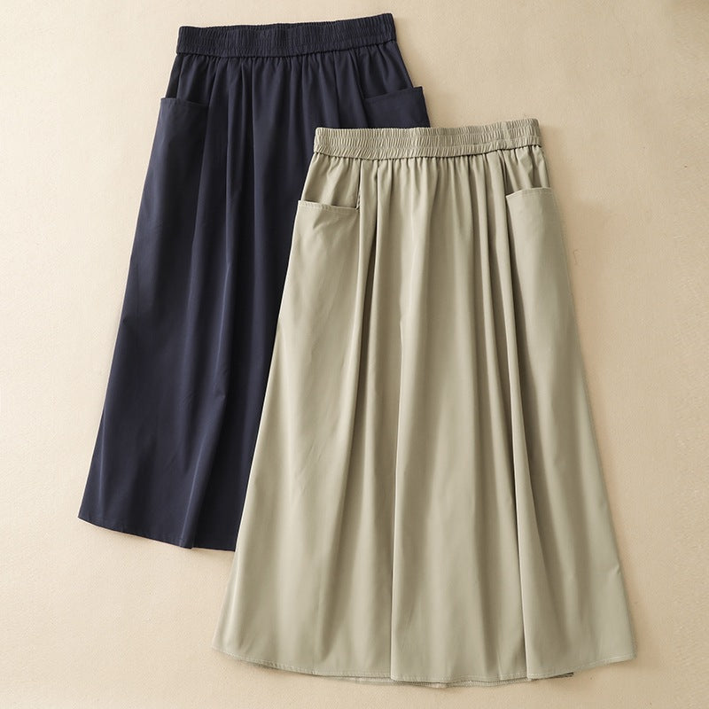 Cotton-Linen Utility Skirt, Plus Size with Waist Coverage