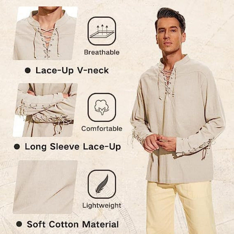 V-Neck T-Shirt in Casual Cotton-Linen