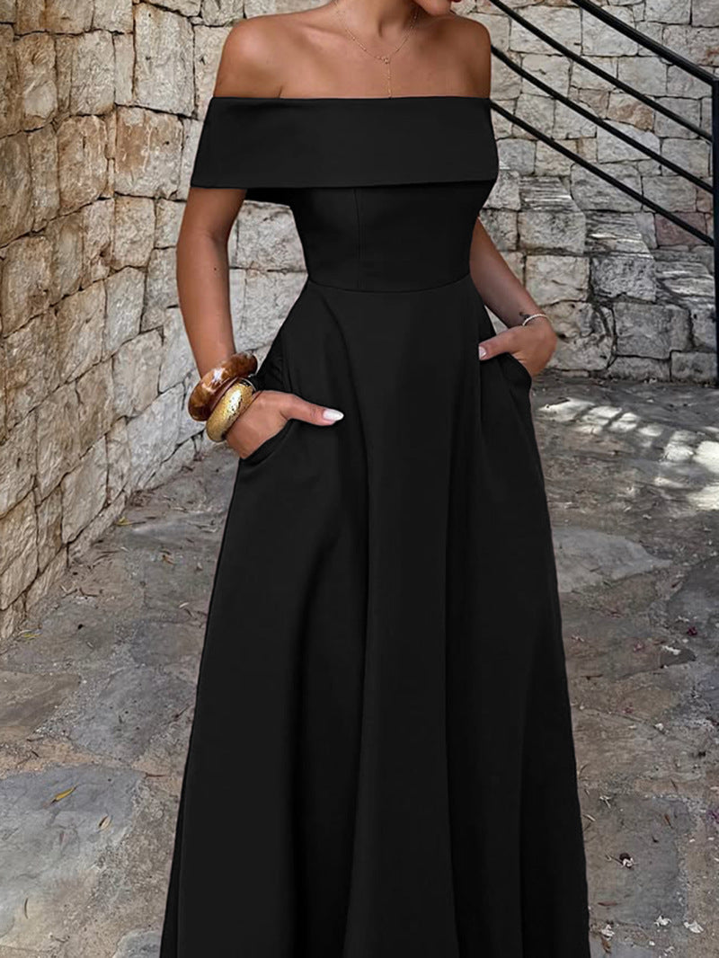 Maxi Dress with Off-Shoulder Fit-and-Flare