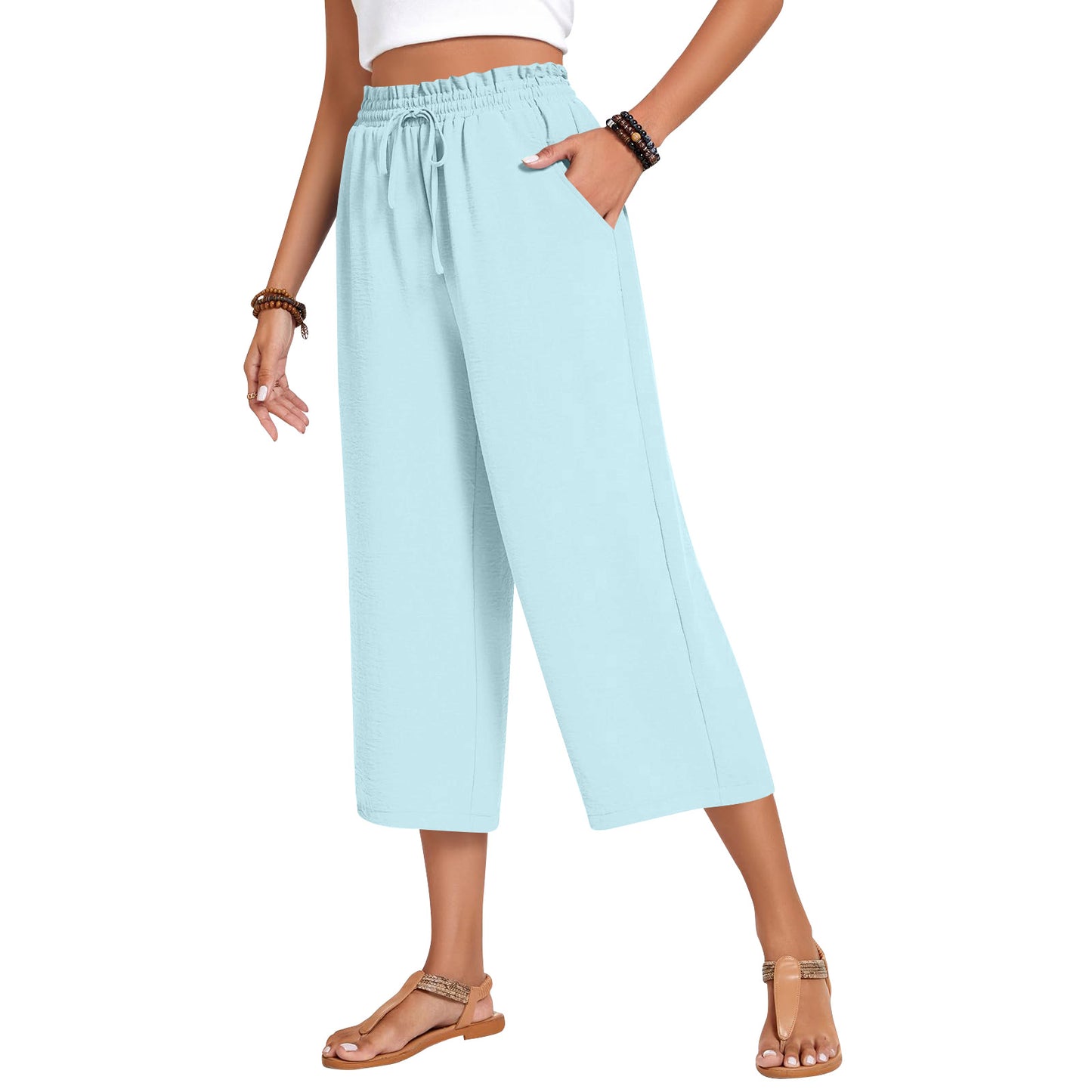 Wide-Leg Pants with Drawstring Waist