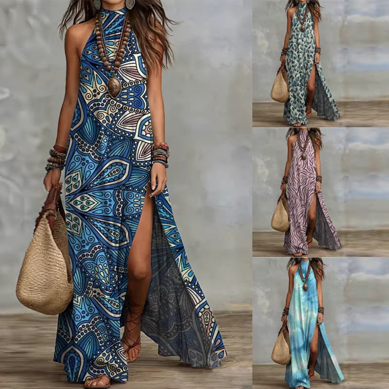 Peliss Printed Halter-neck Maxi Dress