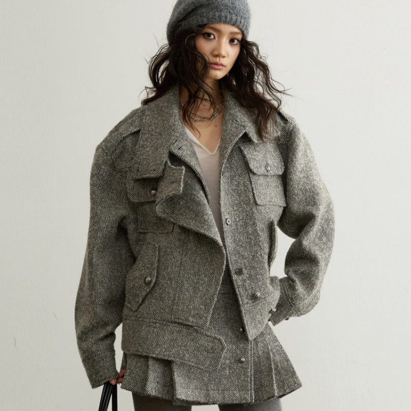 Women's Tailored Woolen Jacket for Casual Wear