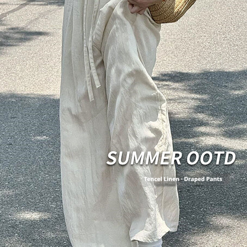 Wide-Leg Pants in Cotton-Linen Blend