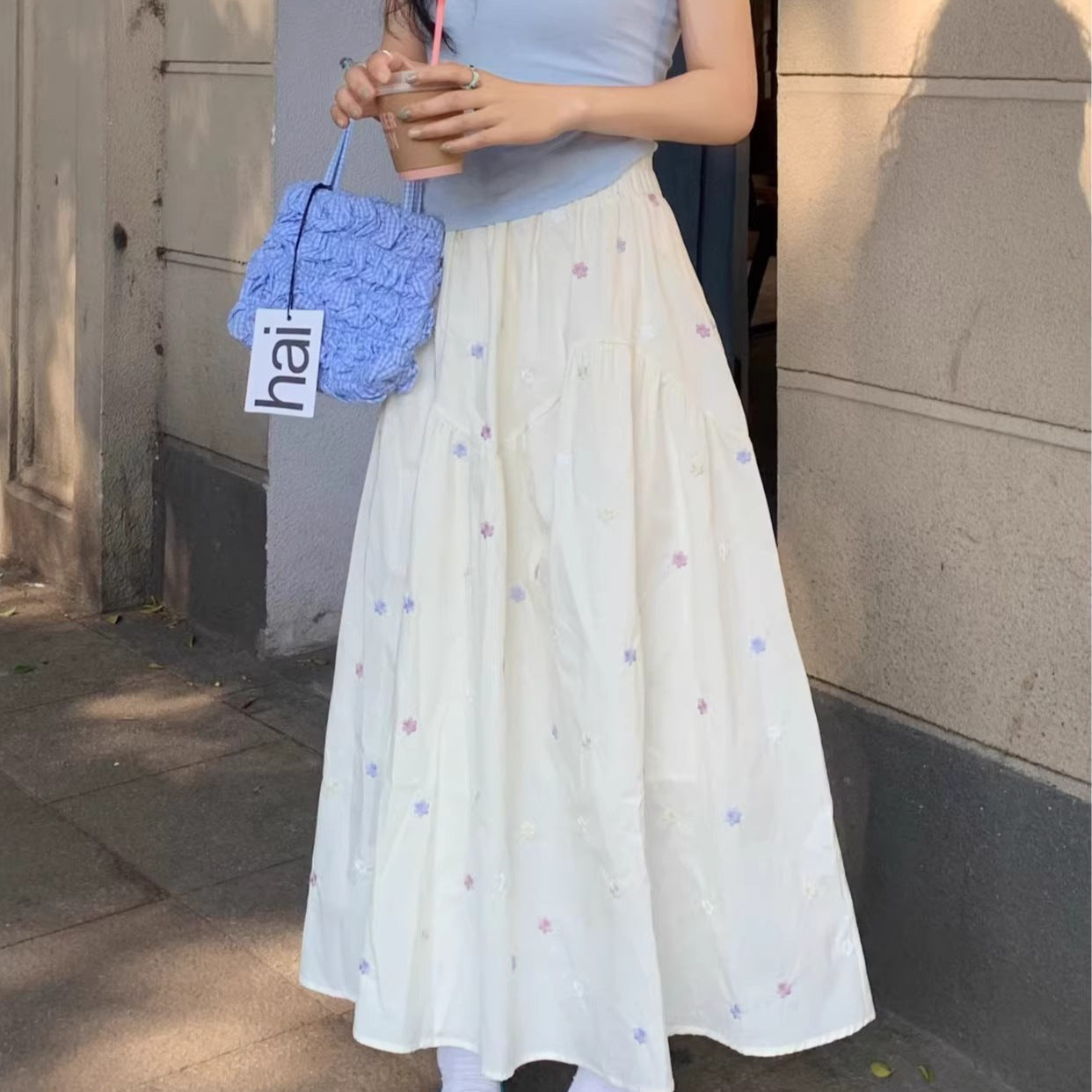 Puffy Umbrella Skirt with Print
