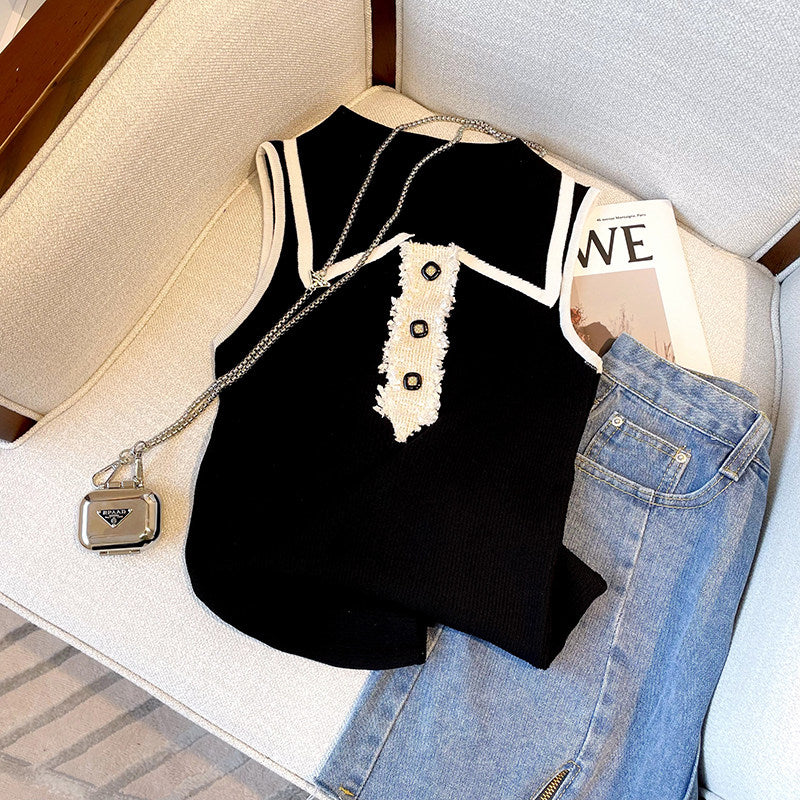 Color-block Sleeveless Knit Vest For Women