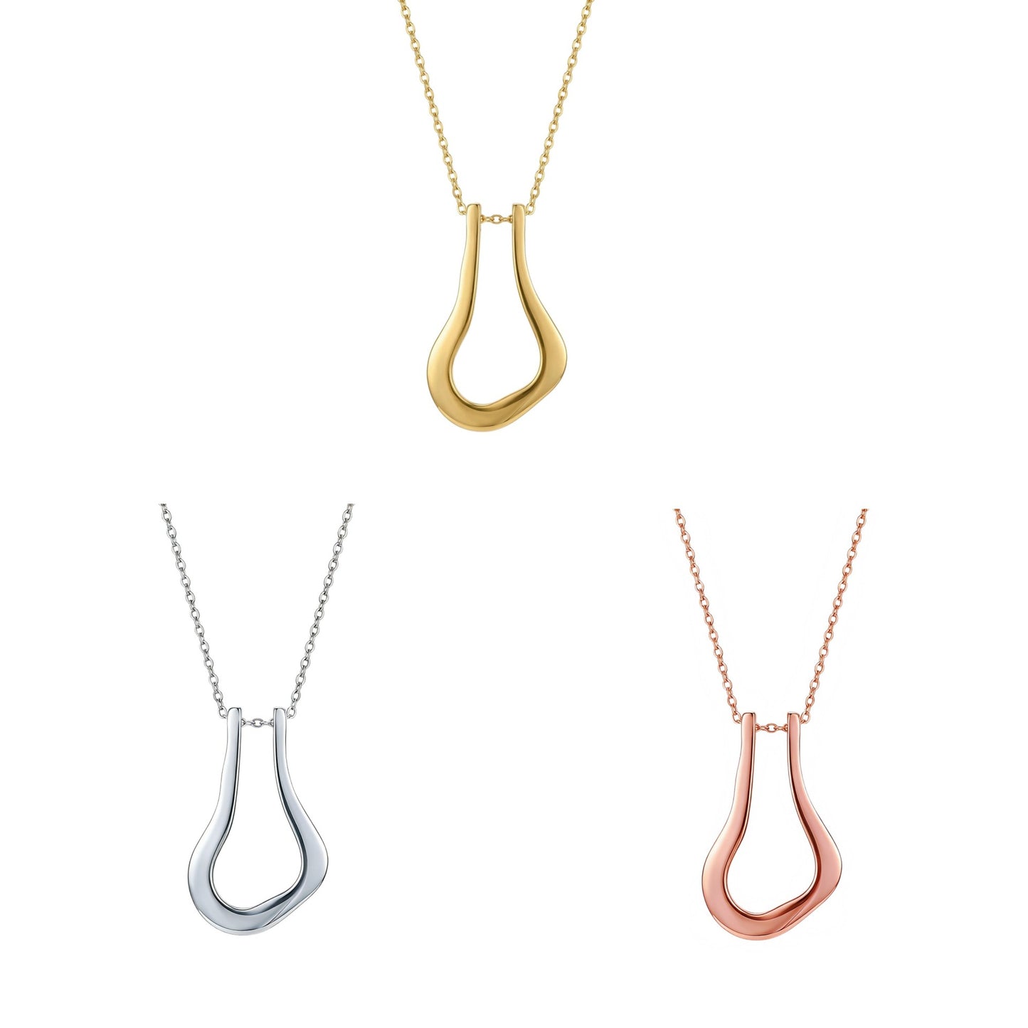 U-Shaped Ring Holder Necklace with Clavicle Chain