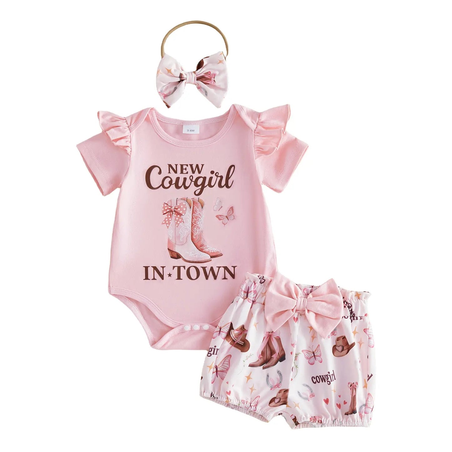 Baby Girls' Letter-Print Short-Sleeve Romper Set
