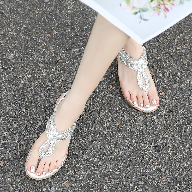 Flip-Flops with Bohemian Floral Rhinestones in Plus Sizes