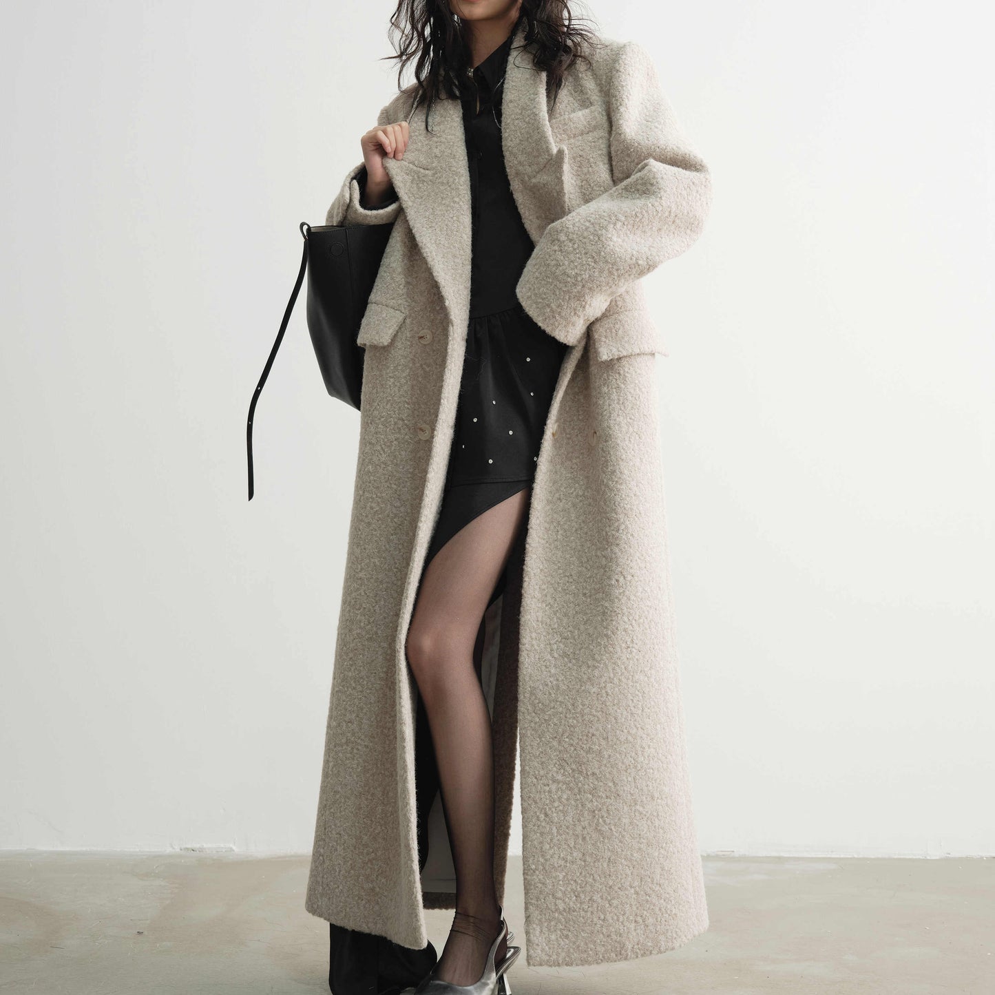 Wool Coat with Super-Long Silhouette