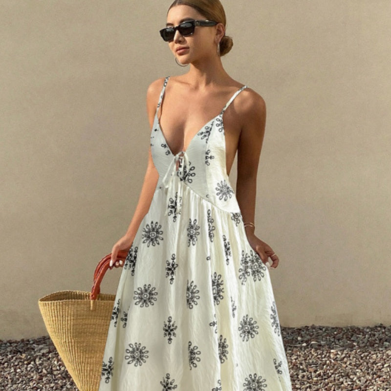 Halterneck Dress with Graphic Print