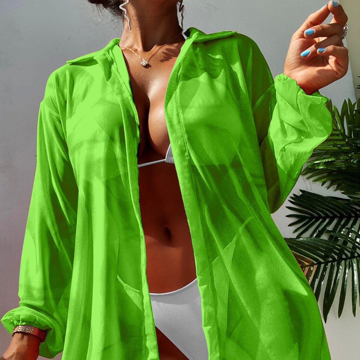 Women's Long-Sleeved Sun-Protective Beach Cover-Up