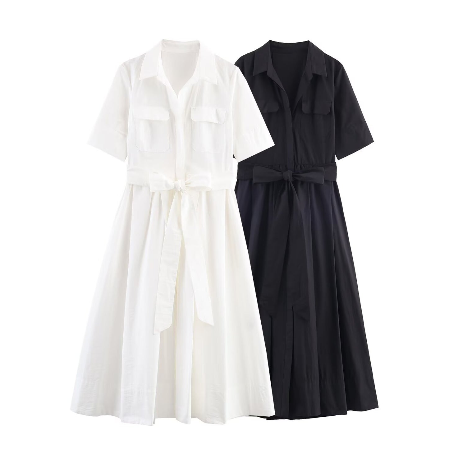 Midi Casual Dress in Poplin