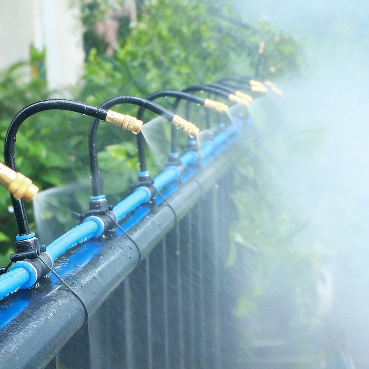 Automatic Watering and Misting System with Universal Nozzle