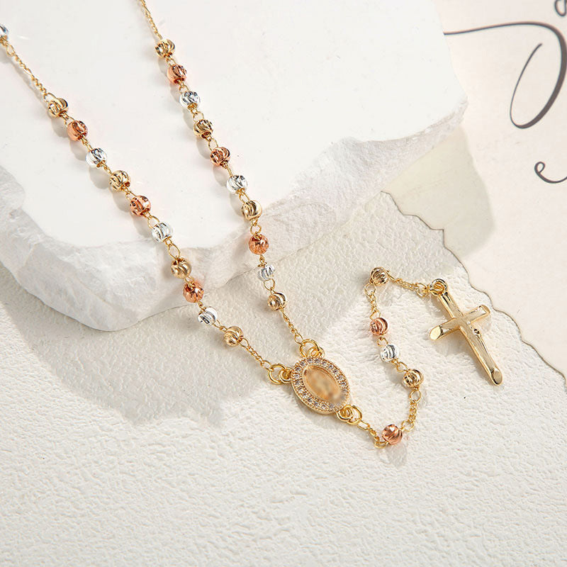 Madonna Cross Necklace In Gold Tone