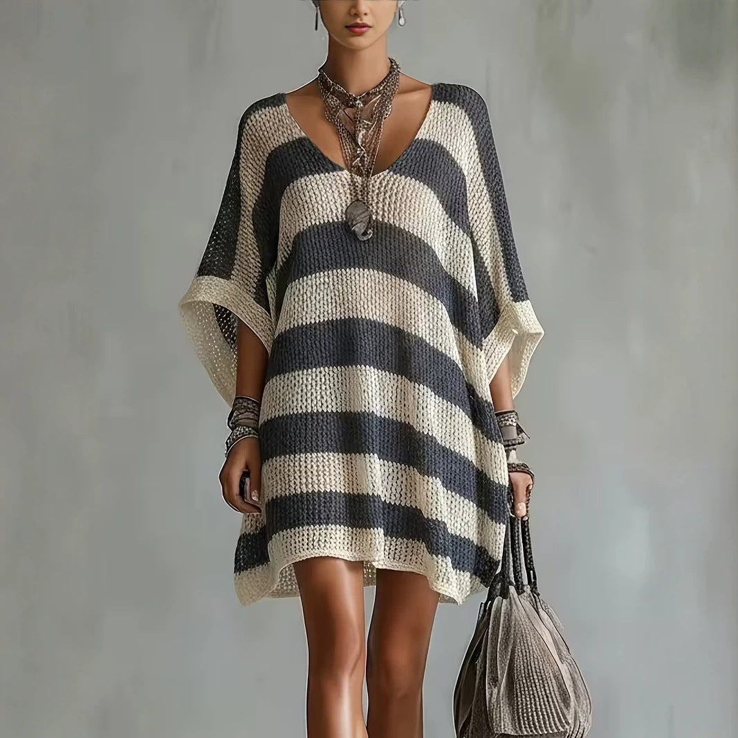 Knit Sweater with Plus-Size Color-Block Design