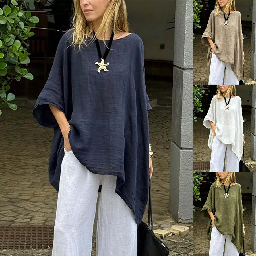 Round-Neck Top - Irregular Hem