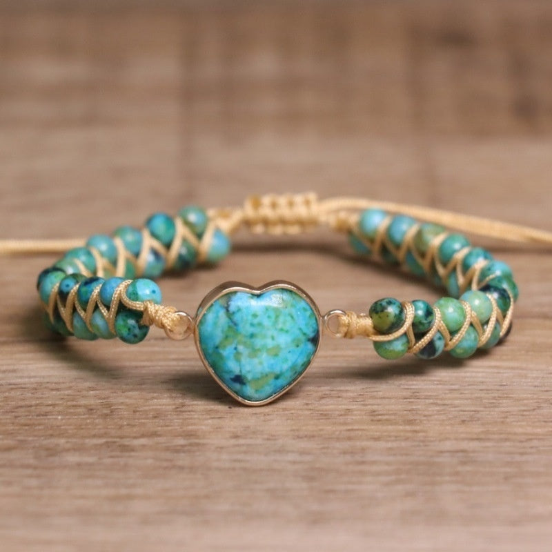 Seven-Chakra Stone Heart Wrap Bracelet