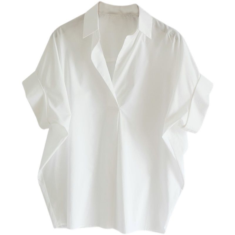 Western-style Versatile White Loose-fitting Shirt