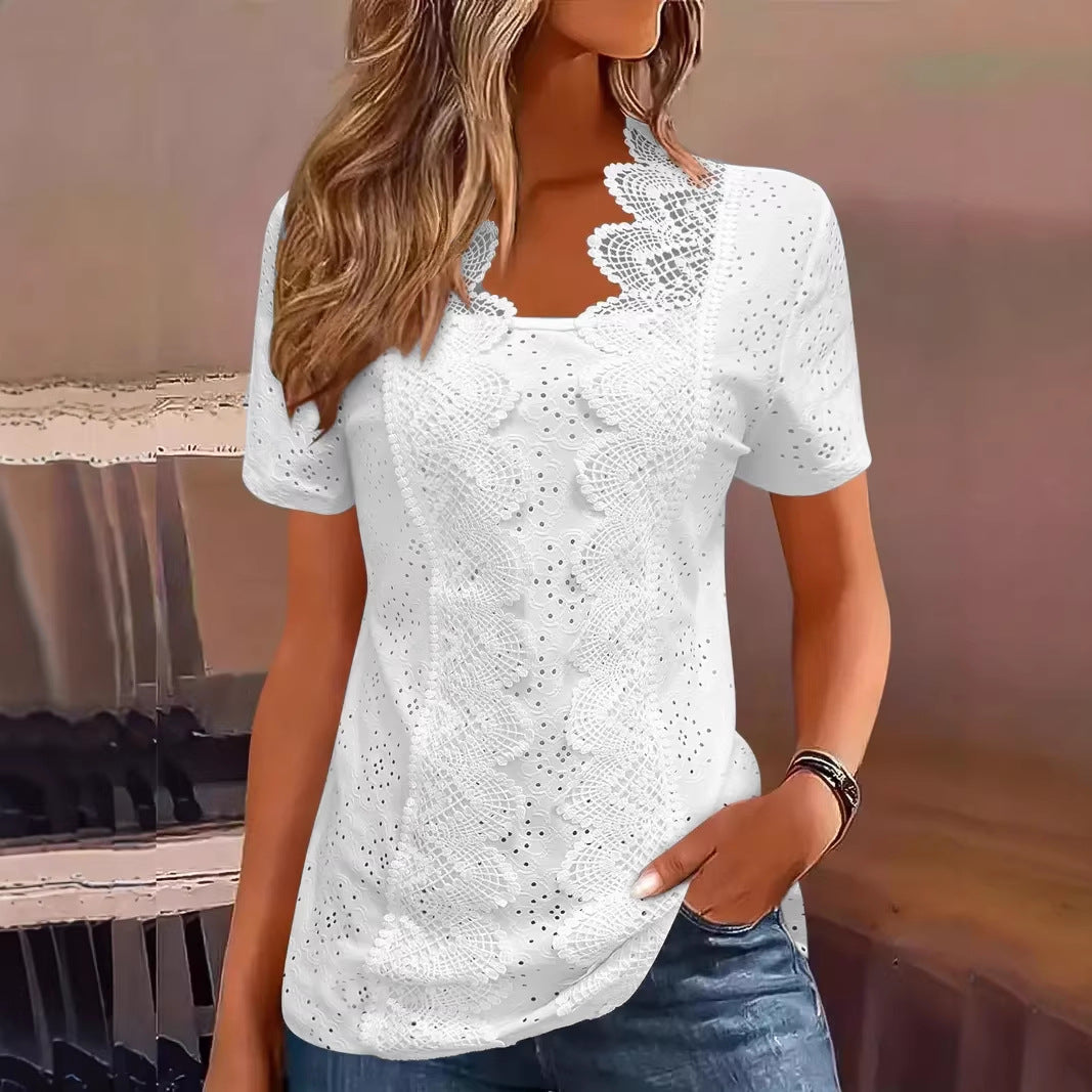 Springautumn Plus-size Womens Casual Short-sleeve Top
