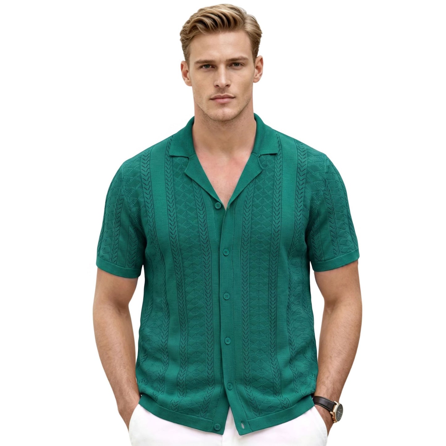 Breathable Casual Cardigan Polo Shirt For Men
