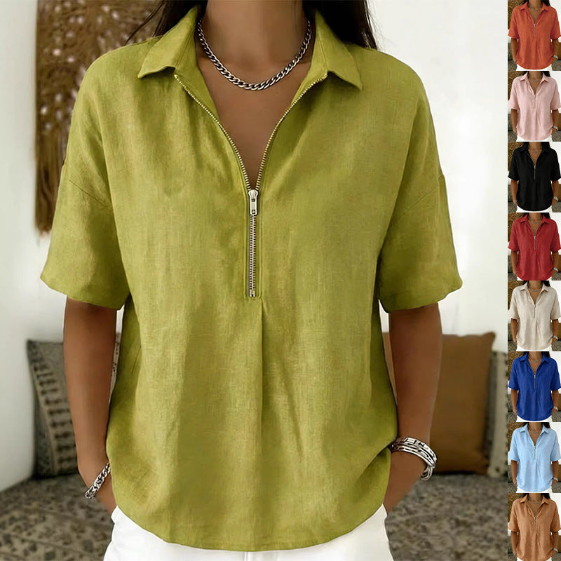 Short-Sleeve T-Shirt - Zip-Up