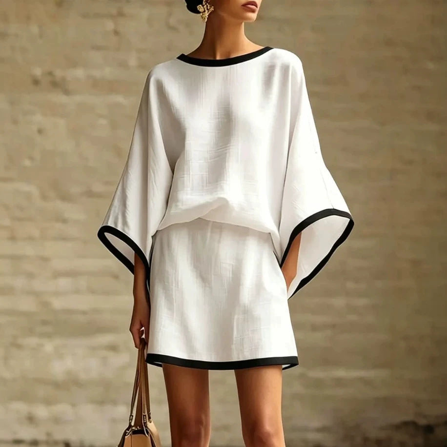 Two-Piece Set with Batwing Short Sleeves