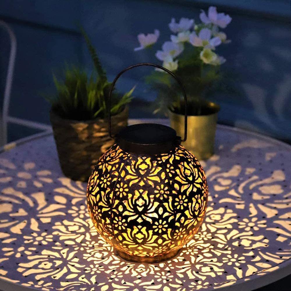 Outdoor Hollow-Design Solar-Powered Hanging Lamp