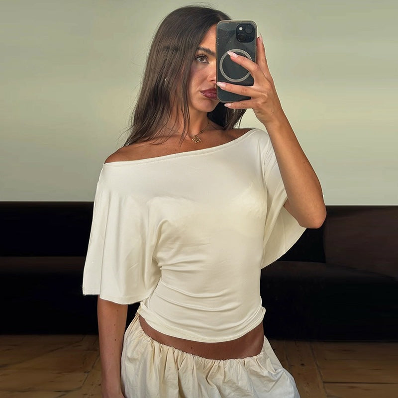Short Sleeve Top with Back-Tie Waist