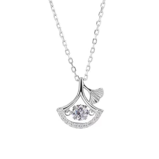 999 Sterling Silver Fan-Shaped Zircon Necklace